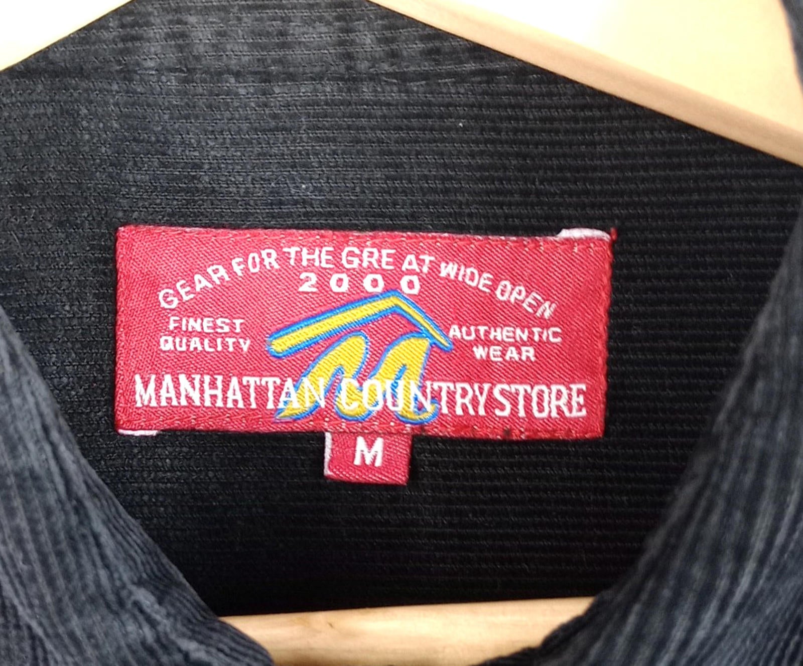 Manhatten Countrystore Corduroy Shirt Men's UK Size M Long Sleeve Black Pockets