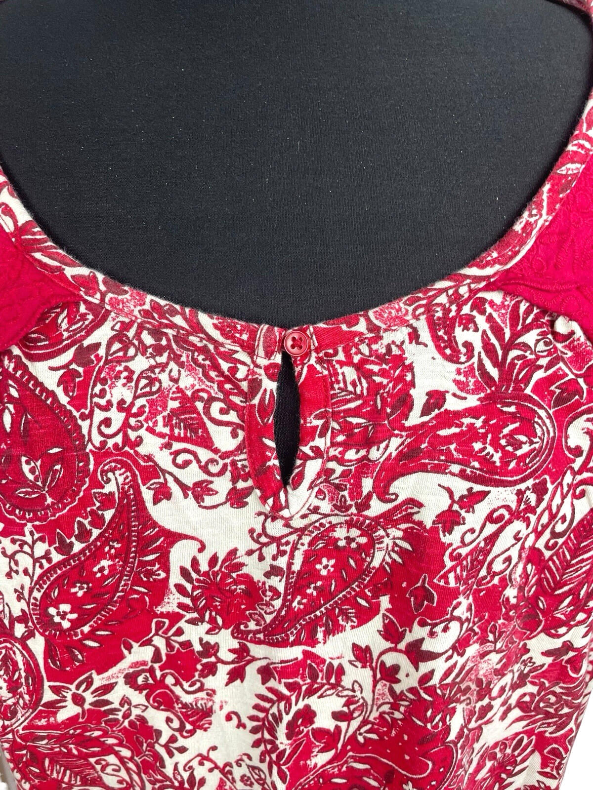 Next T-Shirt Blouse Top Women’s UK Size 16 Paisley Short Sleeve Cotton Red