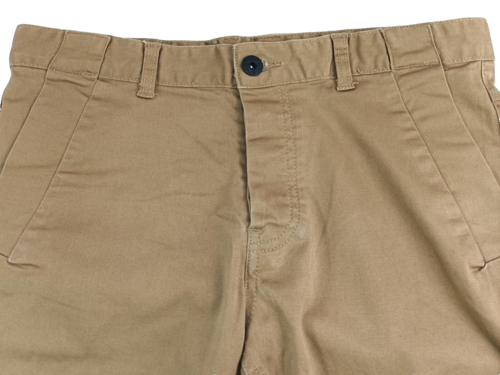 EJ Denim Chino Shorts Men's UK Size W34 Brown Tan Cotton Denim Button Front