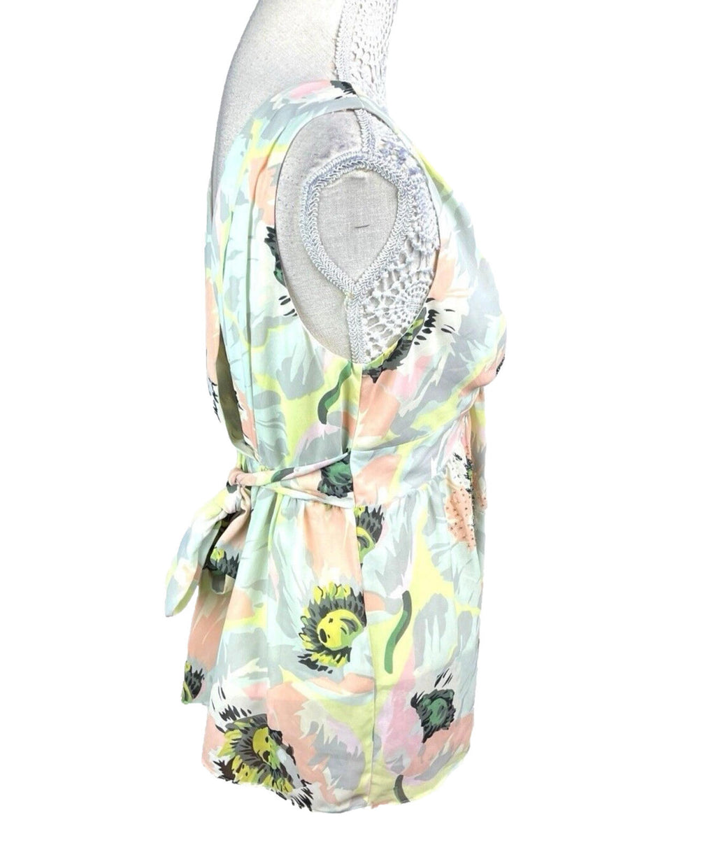 Ted Baker Floral Chiffon Top Beaded  Pastel Size 3 (UK Size 12)