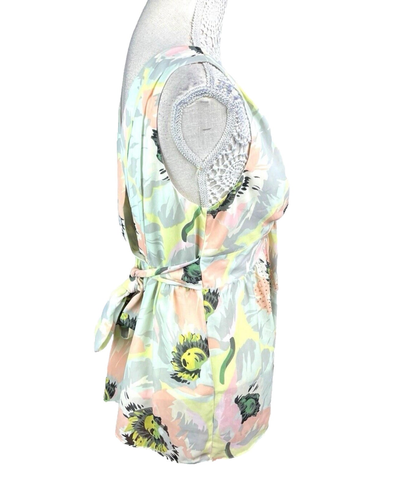 Ted Baker Floral Chiffon Top Beaded  Pastel Size 3 (UK Size 12)