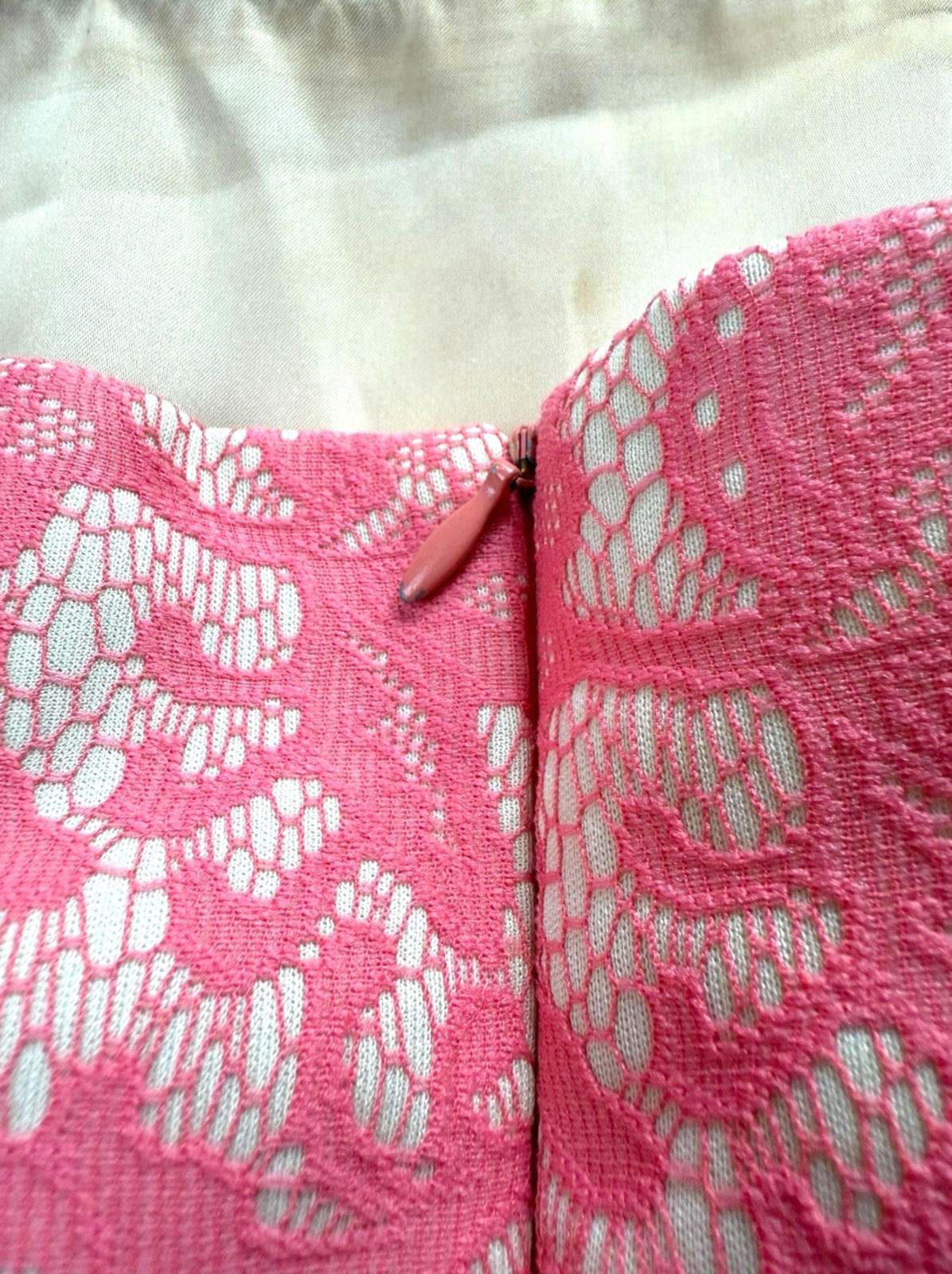 Zara Pink Peplum Dress Strapless Midi Lace Women’s UK Size L