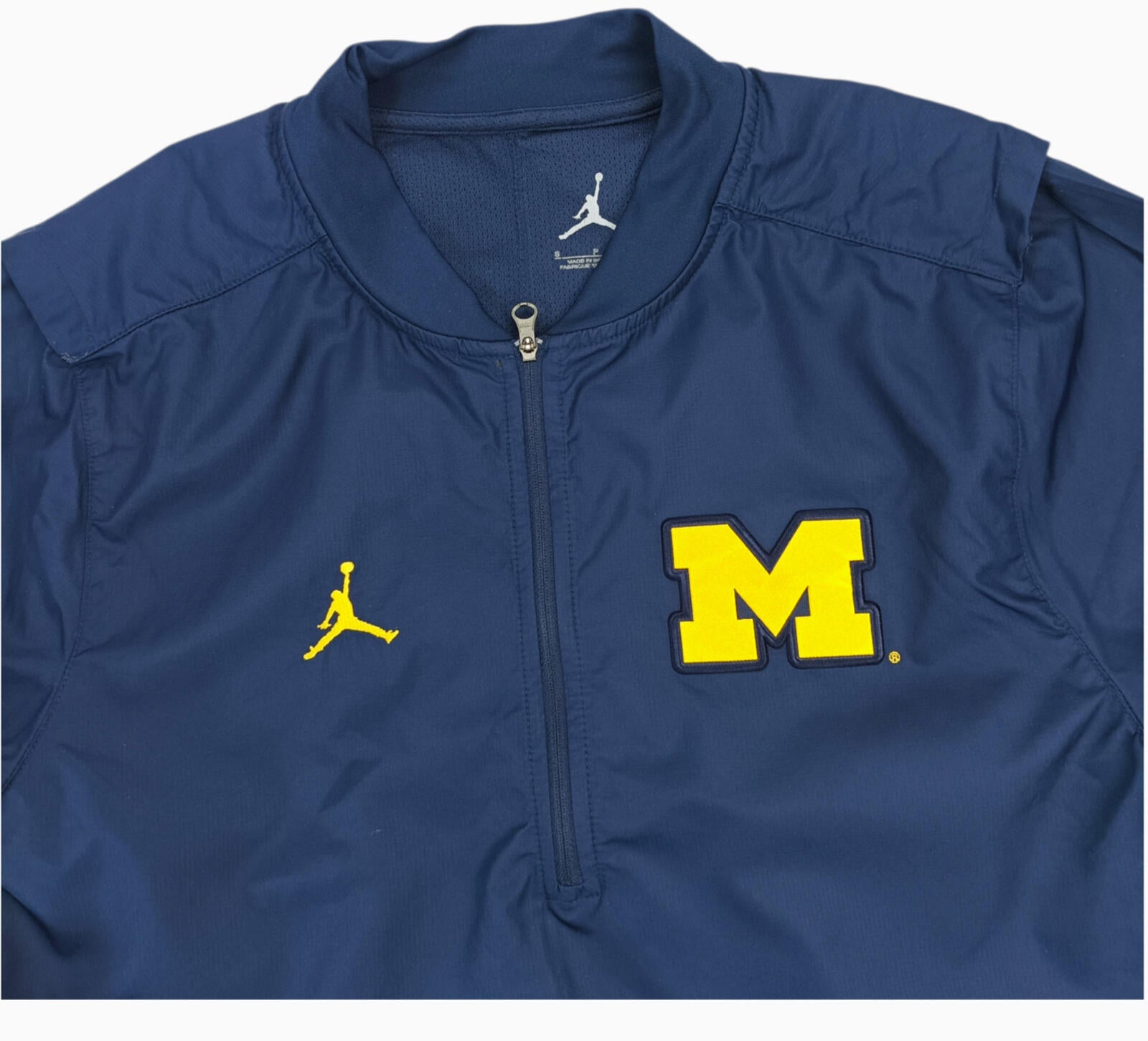 Jordan Michigan Wolverines Jacket Men's UK Size S Blue Short Sleeve Basketball