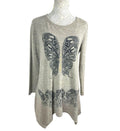 Butterfly Tunic Top Women’s UK Size M Beige Long-Sleeved Lightweight Jumper