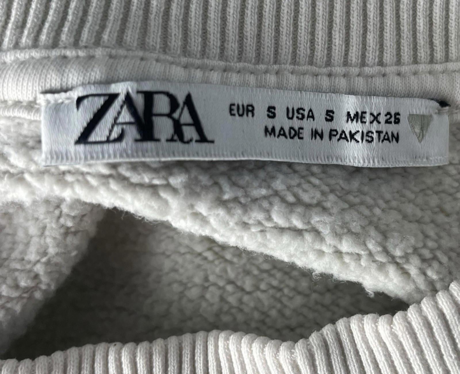 Zara Beige Cropped Sweater Jumper Crew Neck Women’s UK Size S