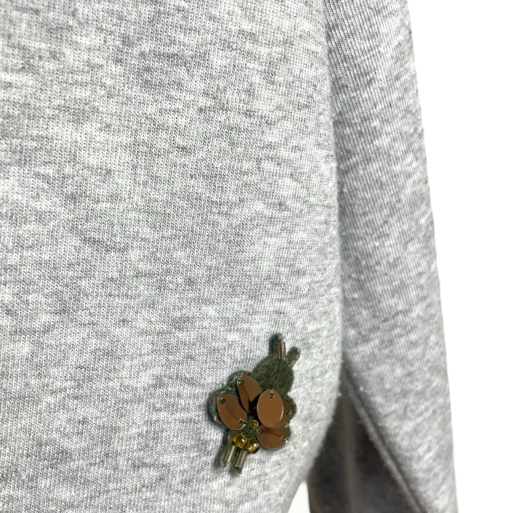 Primark Dragonfly Sequin Jumper Women’s UK Size L Cropped Light Grey Gold Detail