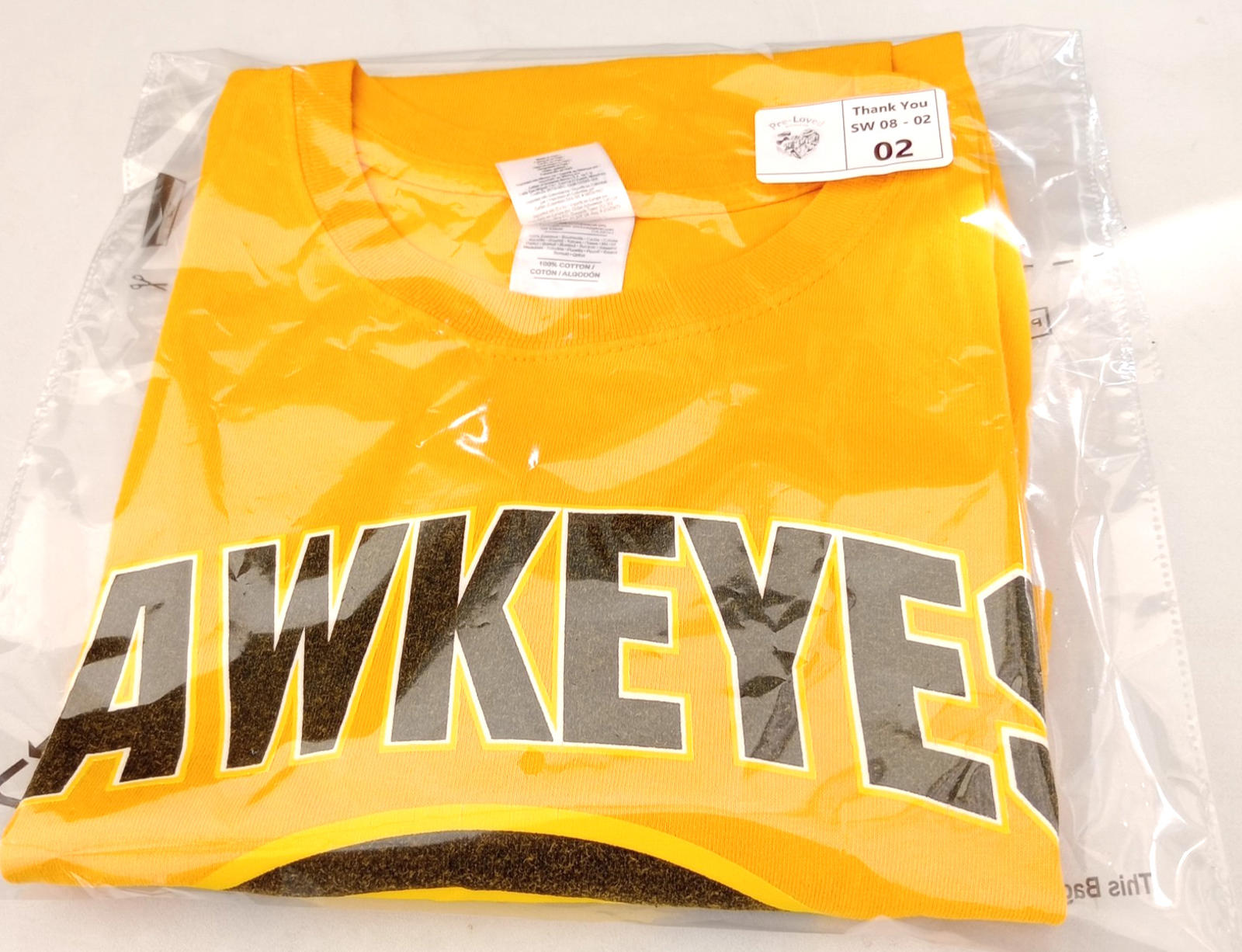 Hawkeyes Football Graphic Print T-Shirt Men's UK Size S Yellow 100% Cotton