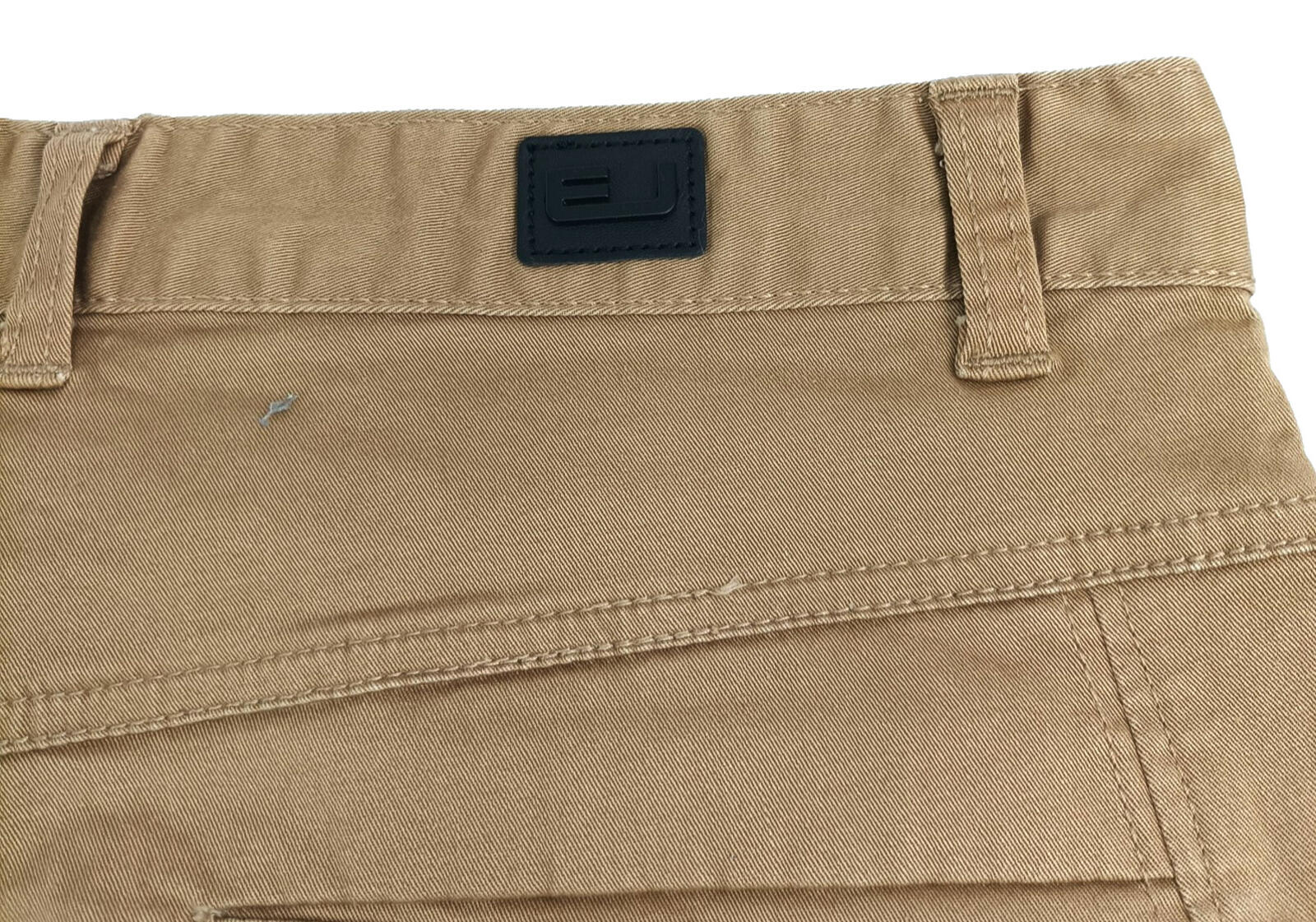 EJ Denim Chino Shorts Men's UK Size W34 Brown Tan Cotton Denim Button Front