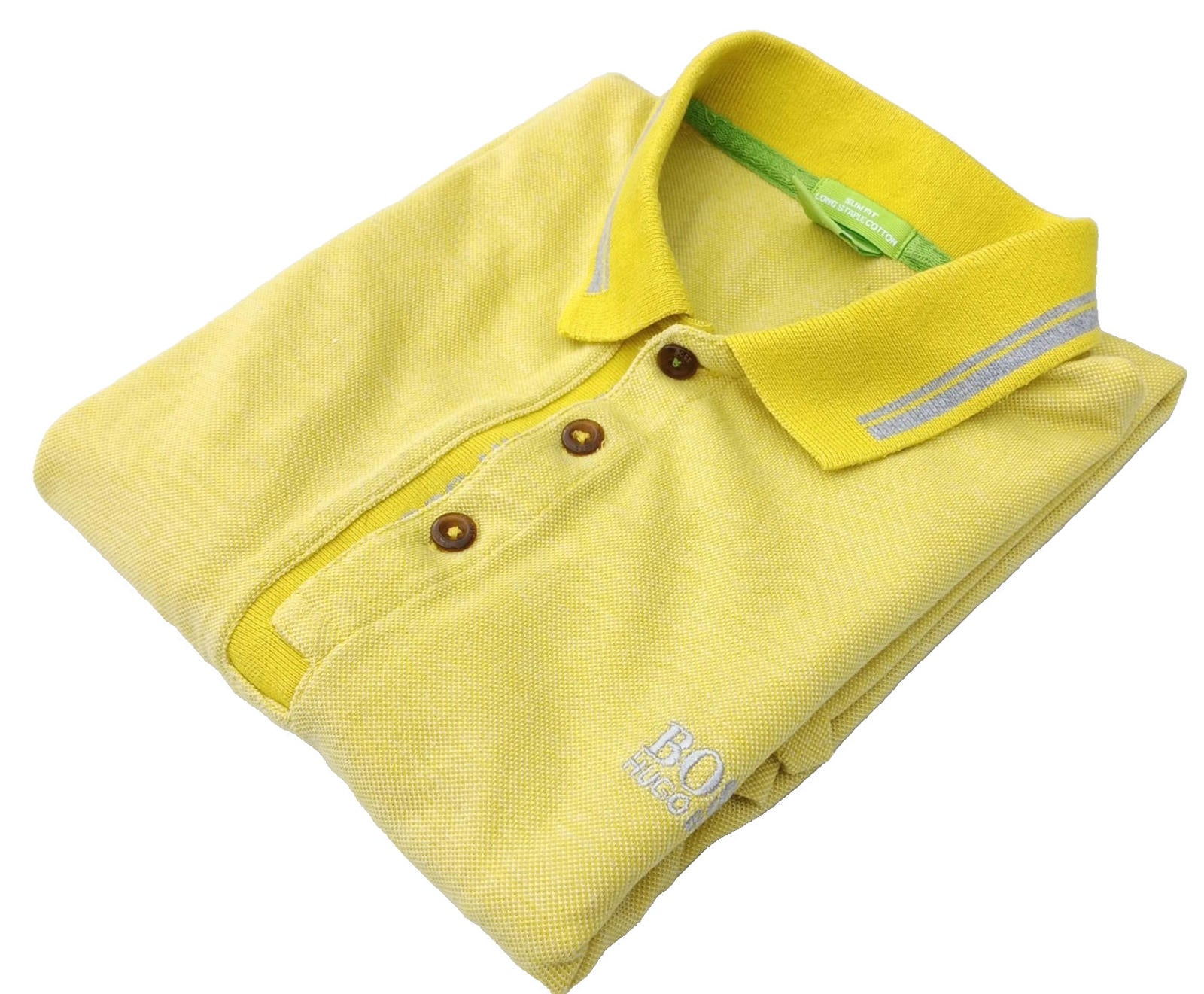 Hugo Boss Polo Shirt Men's UK Size L Yellow Short Sleeve 100% Cotton Easy Care