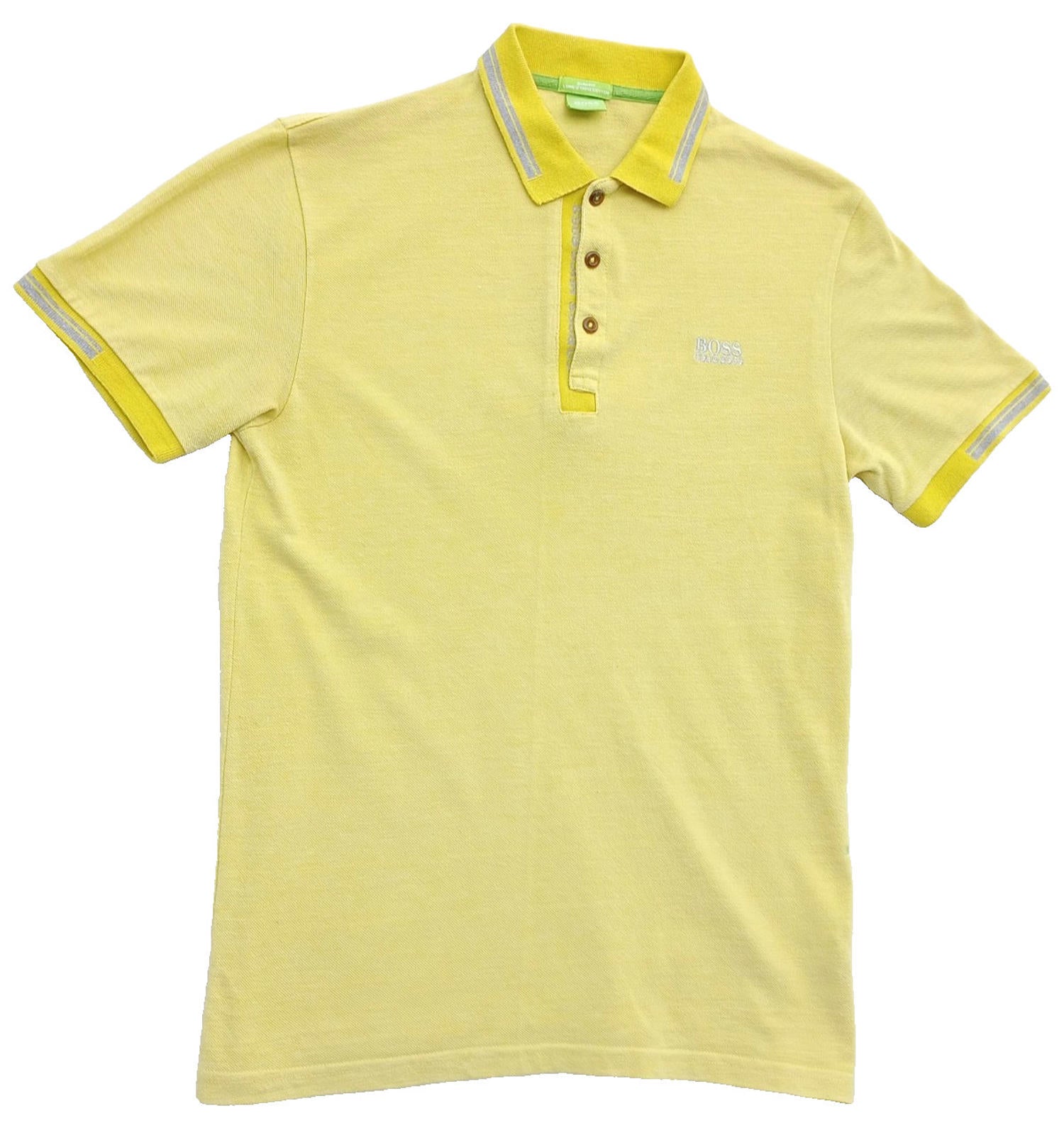 Hugo Boss Polo Shirt Men's UK Size L Yellow Short Sleeve 100% Cotton Easy Care