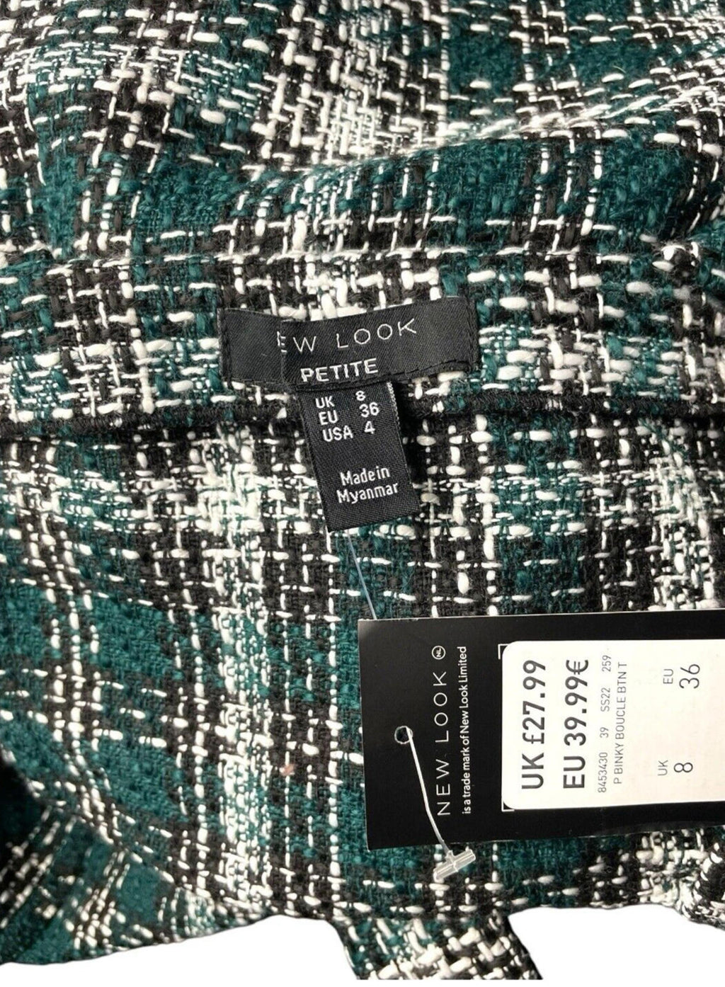New Look Green Check Pinafore Dress Midi PETITE Women’s UK Size 8