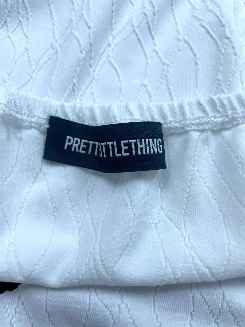 Pretty Little Thing White Midi Skirt High Waist Textured Women’s UK Size 16