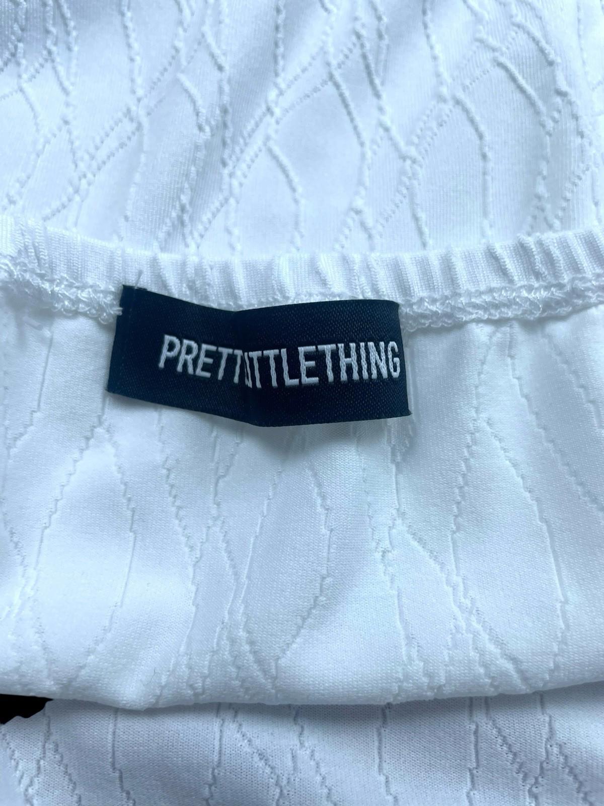 Pretty Little Thing White Midi Skirt High Waist Textured Women’s UK Size 16
