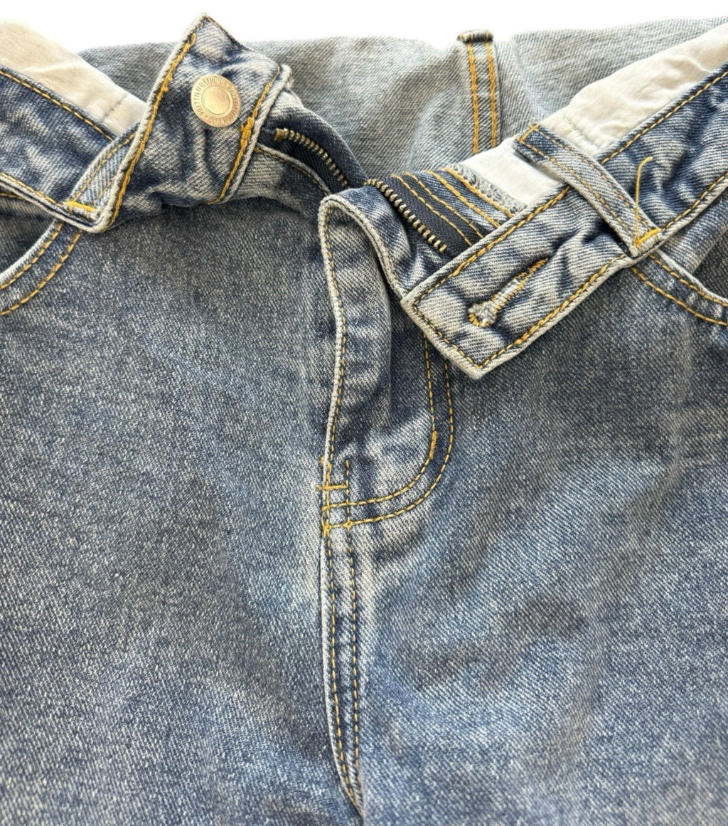 Pretty Little Thing Jeans Fold Over Front Mid Rise Wide Leg Women’s UK Size 10