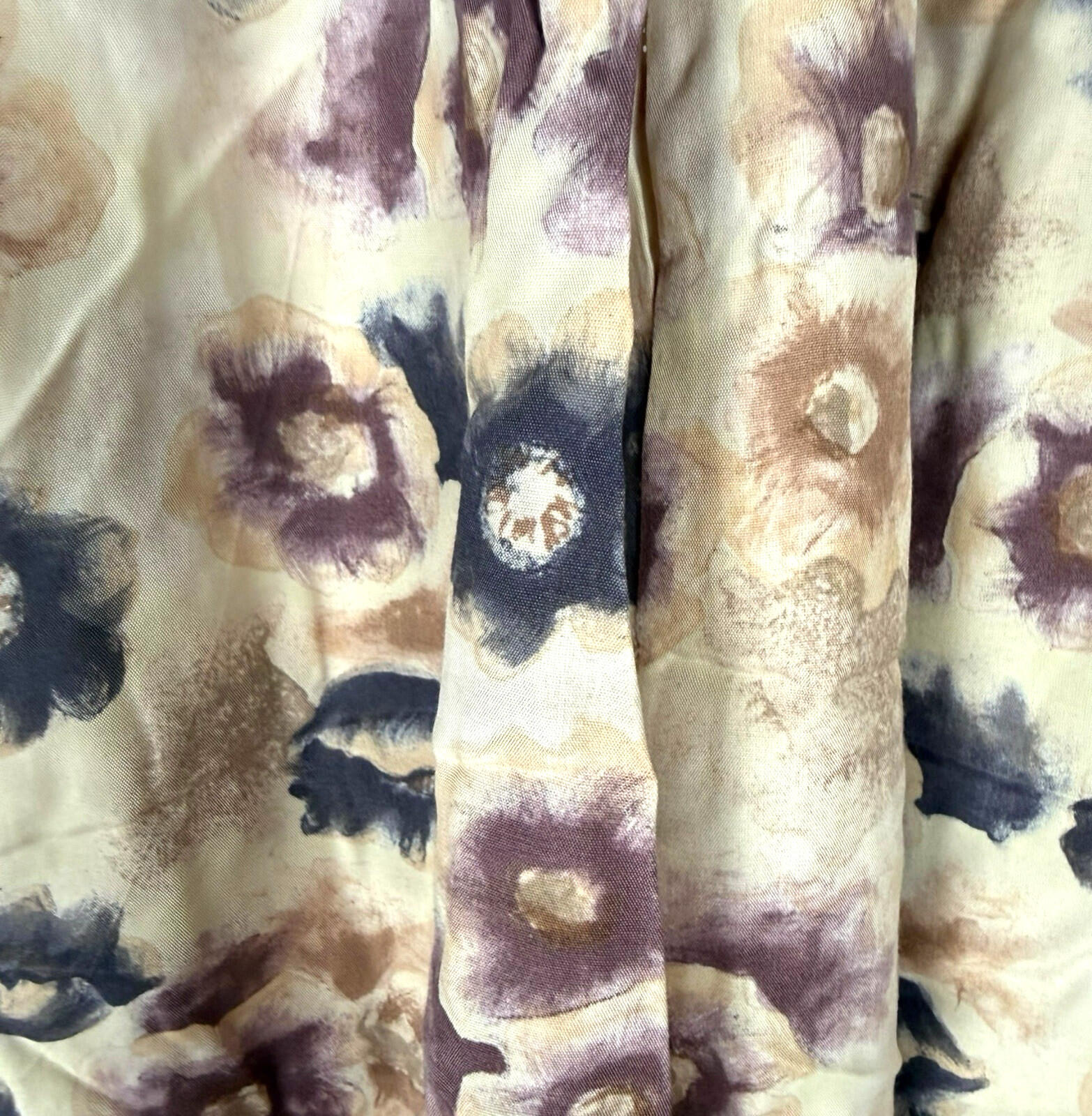 BHS Satin Midi Skirt Women’s UK Size 16 High Waist Aline Floral Beige Pink