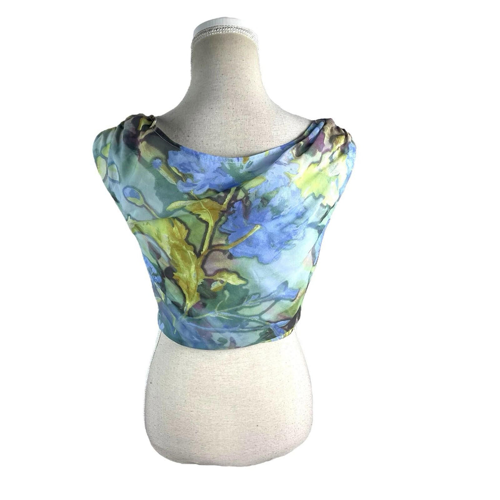 Pretty Little Thing Cowl Neck Crop Top Women’s UK Size 8 Ruffle Shoulders Lined