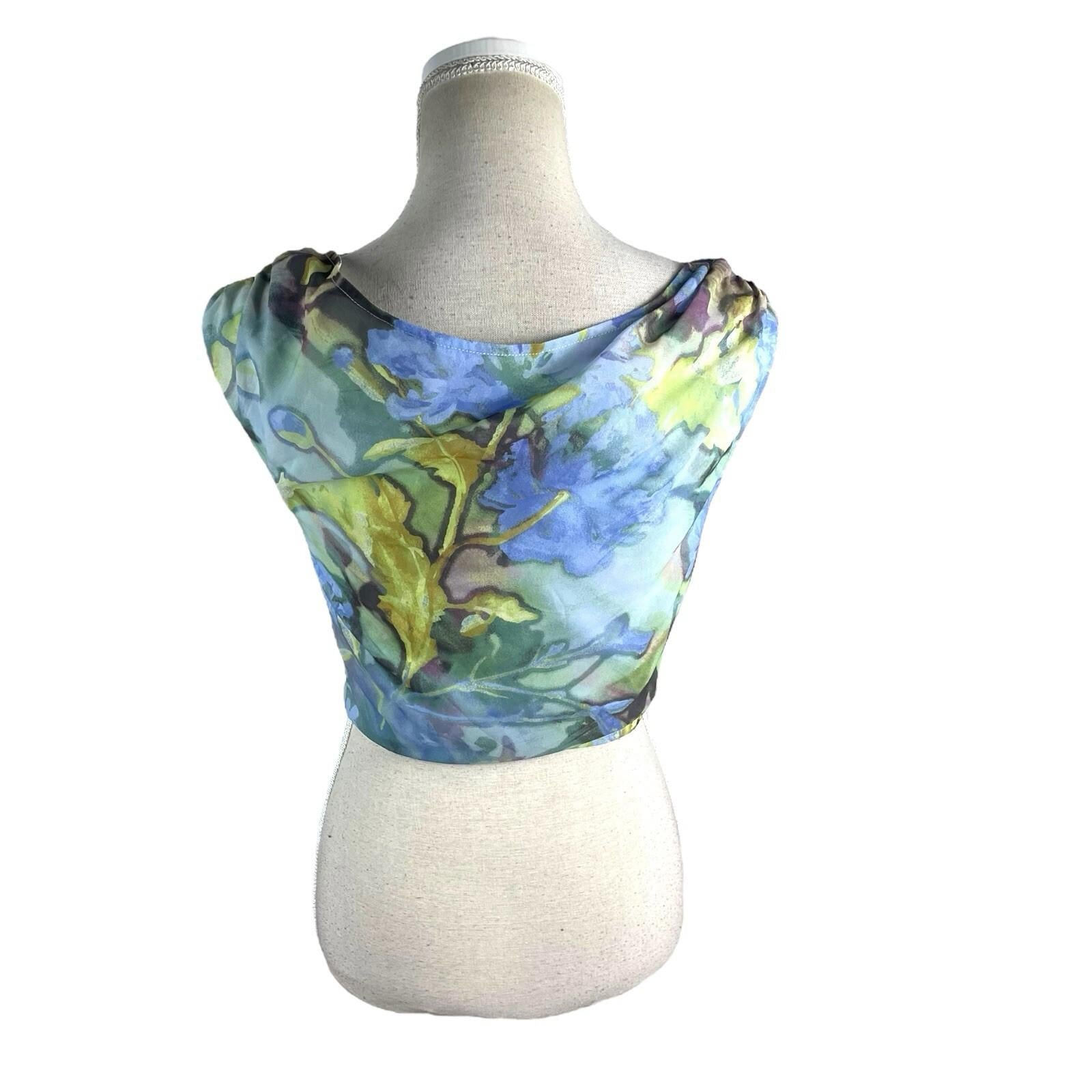 Pretty Little Thing Cowl Neck Crop Top Women’s UK Size 8 Ruffle Shoulders Lined