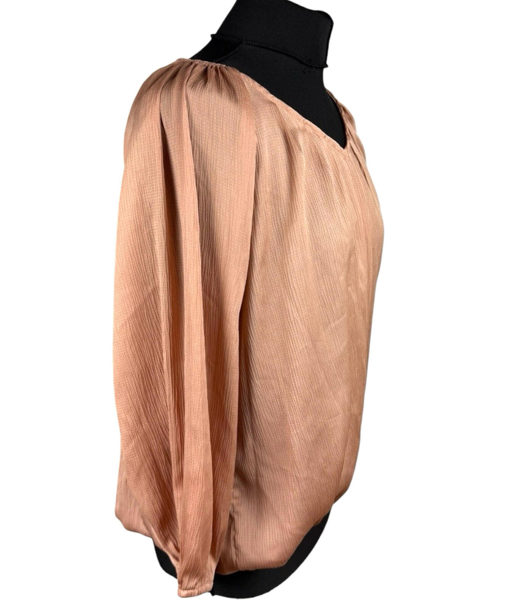 Peacocks Satin Peplum Top Women's UK Size 14 3/4 Sleeve Rose Gold