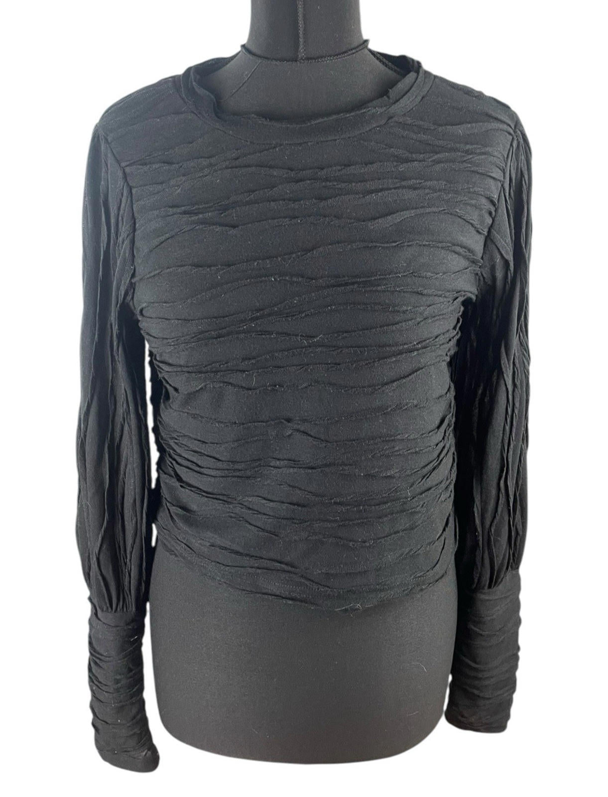 Vero Moda Black Textured Crop Top Long Sleeve Women’s UK Size M
