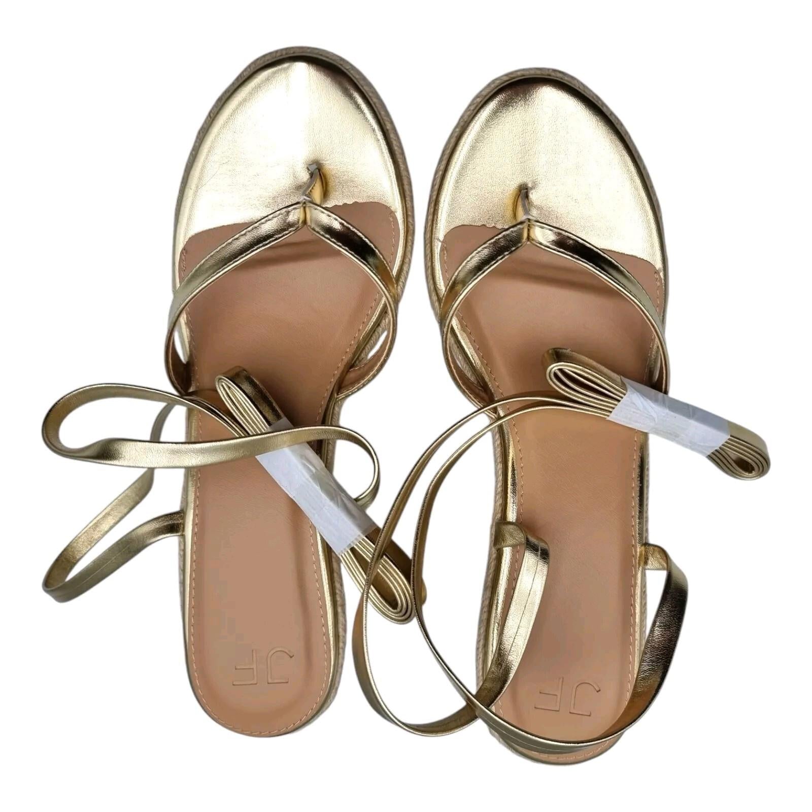 JUSTFAB Ambretta Wrap Wedge Sandals Shoes Gold Women's UK Size 9
