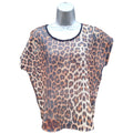 Leopard Print Mesh T-Shirt Blouse Crop Top Women's UK Size 10 Dolman Sleeve