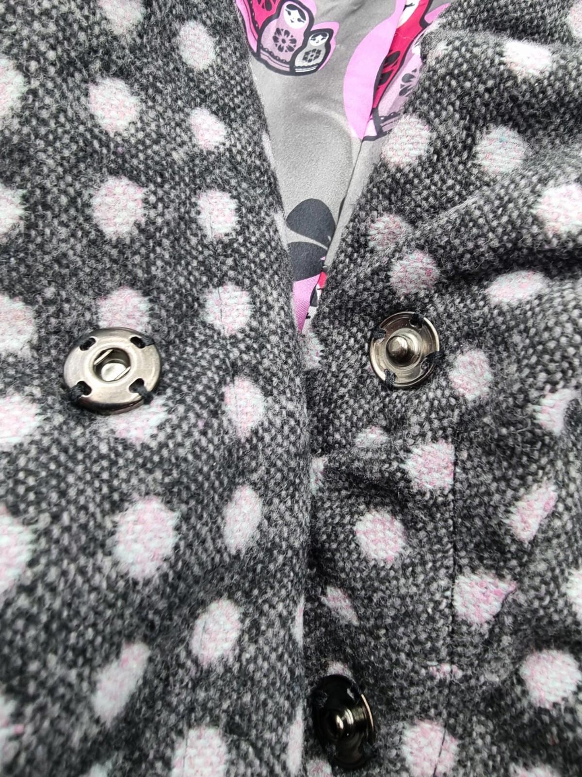 Ringspun Pink Polka Dot Grey Coat Women's UK Size M