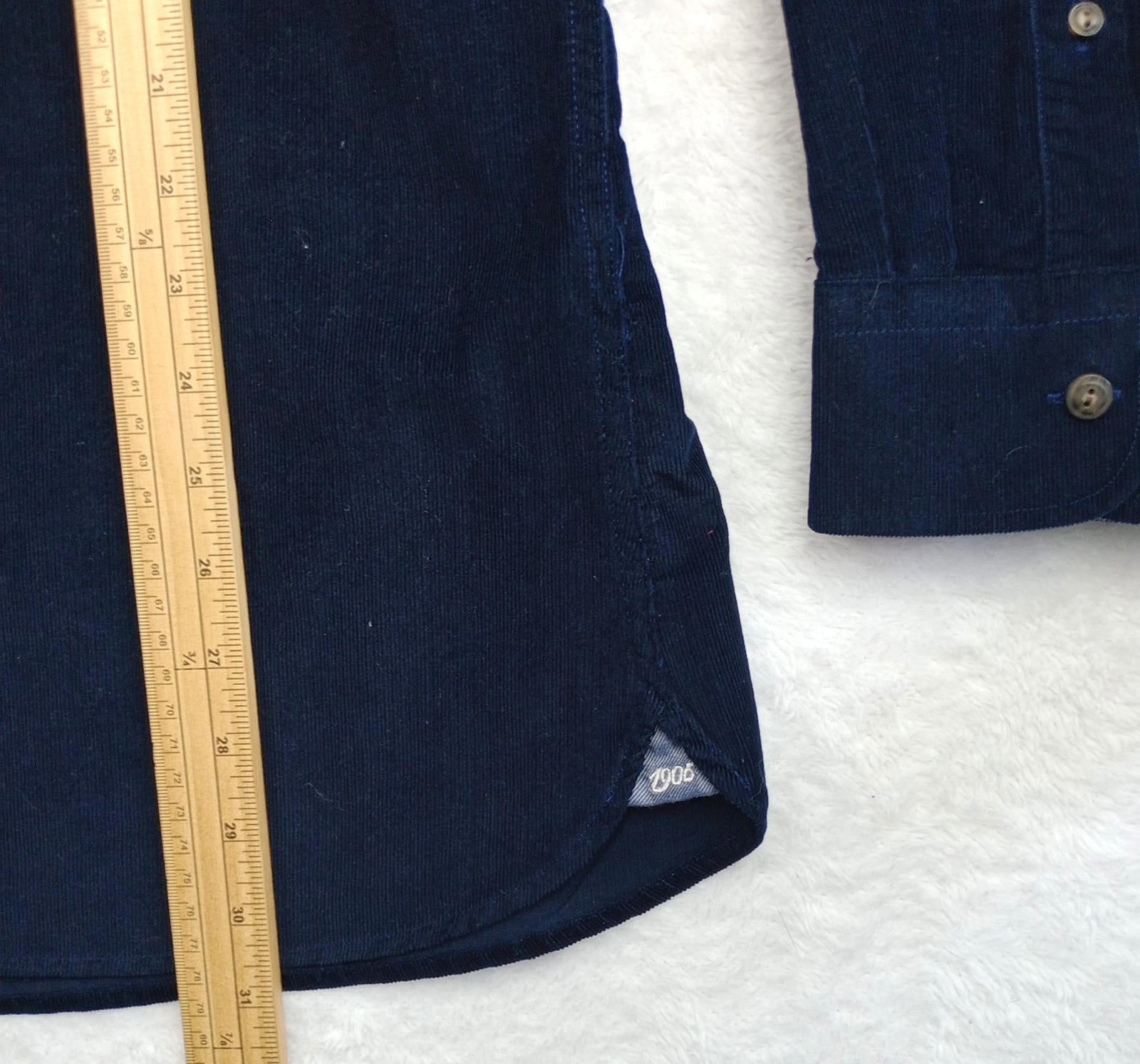 Jos. A. Bank Corduroy Shirt Men's UK Size XL Blue Long Sleeve Pocket 100% Cotton