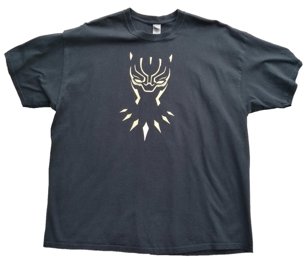 Gold Superhero Graphic Print T-Shirt Men's Size 2XL Black Crew Neck 100% Cotton