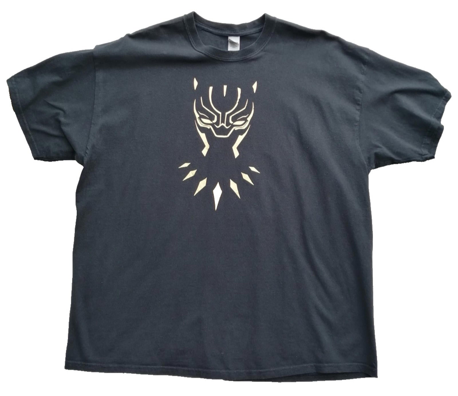 Gold Superhero Graphic Print T-Shirt Men's Size 2XL Black Crew Neck 100% Cotton