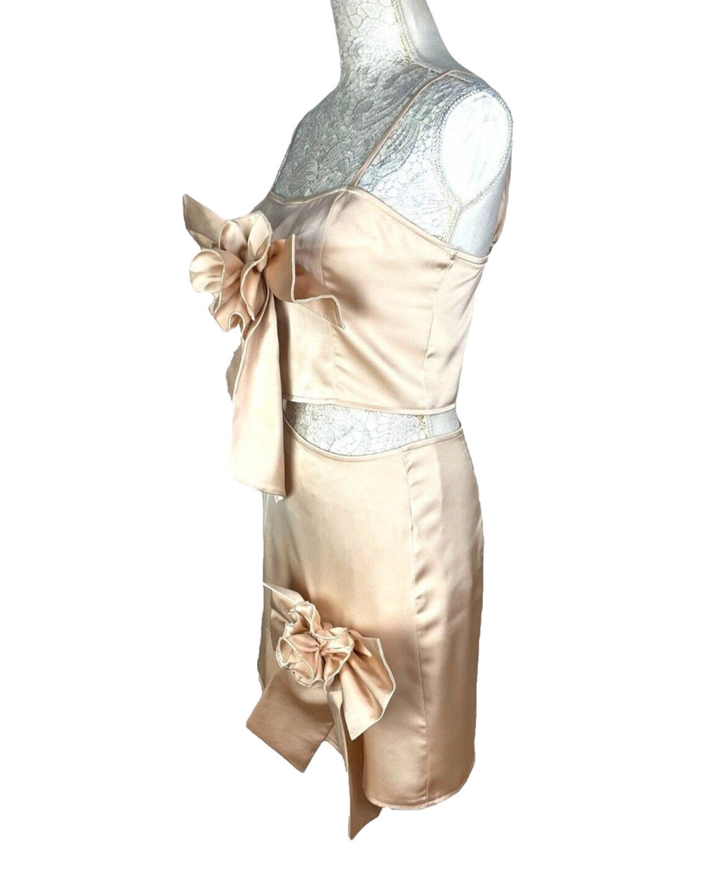 Pretty Little Thing Skirt & Crop Top Women's UK Size 8 Sculptural Petal Satin
