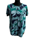Marks & Spencer Green T-shirt Blouse Leaf Print Lightweight Women’s UK Size 14
