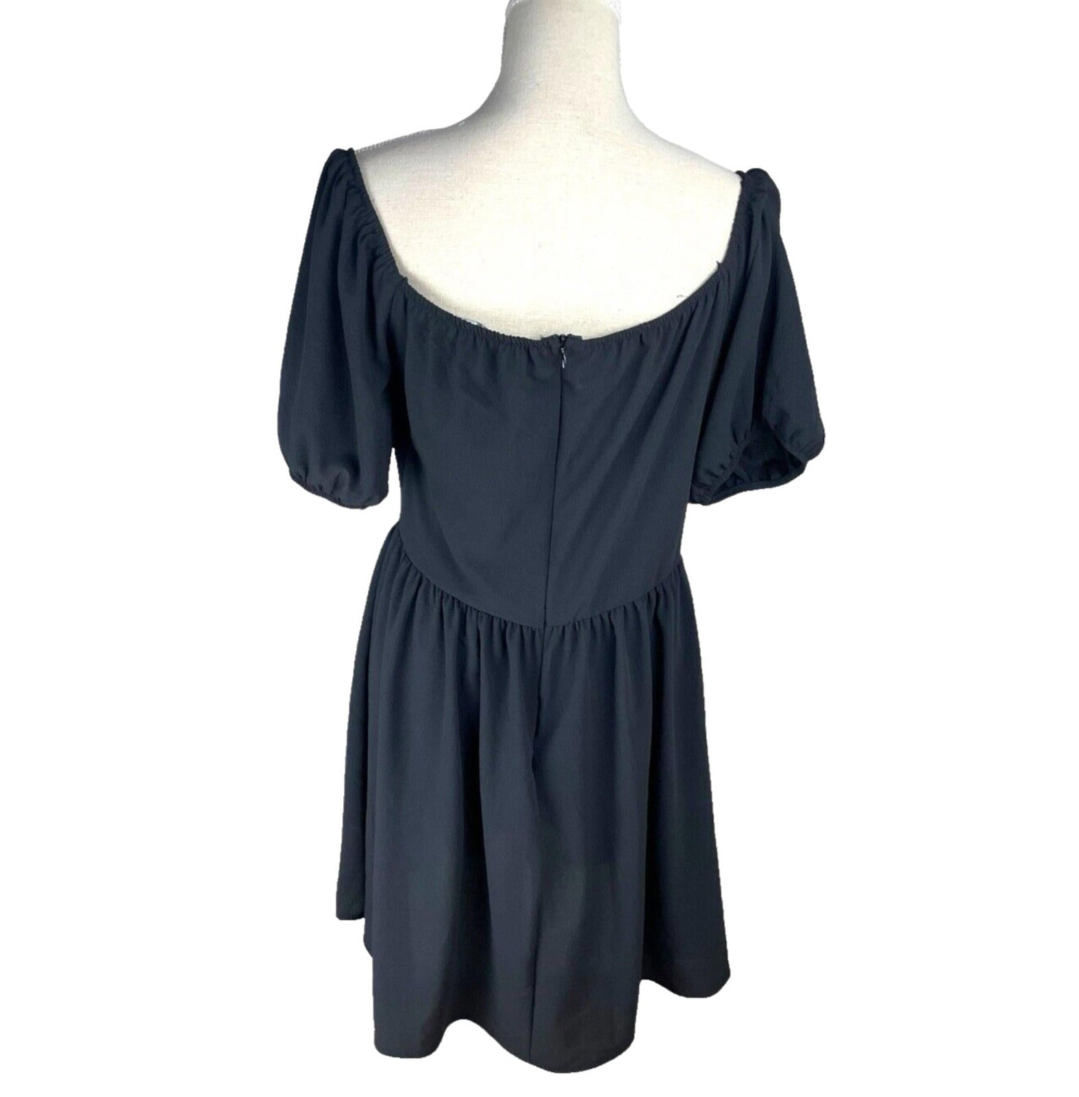 Red Label Mini Dress Black Chiffon Square Neck Women’s UK Size 16