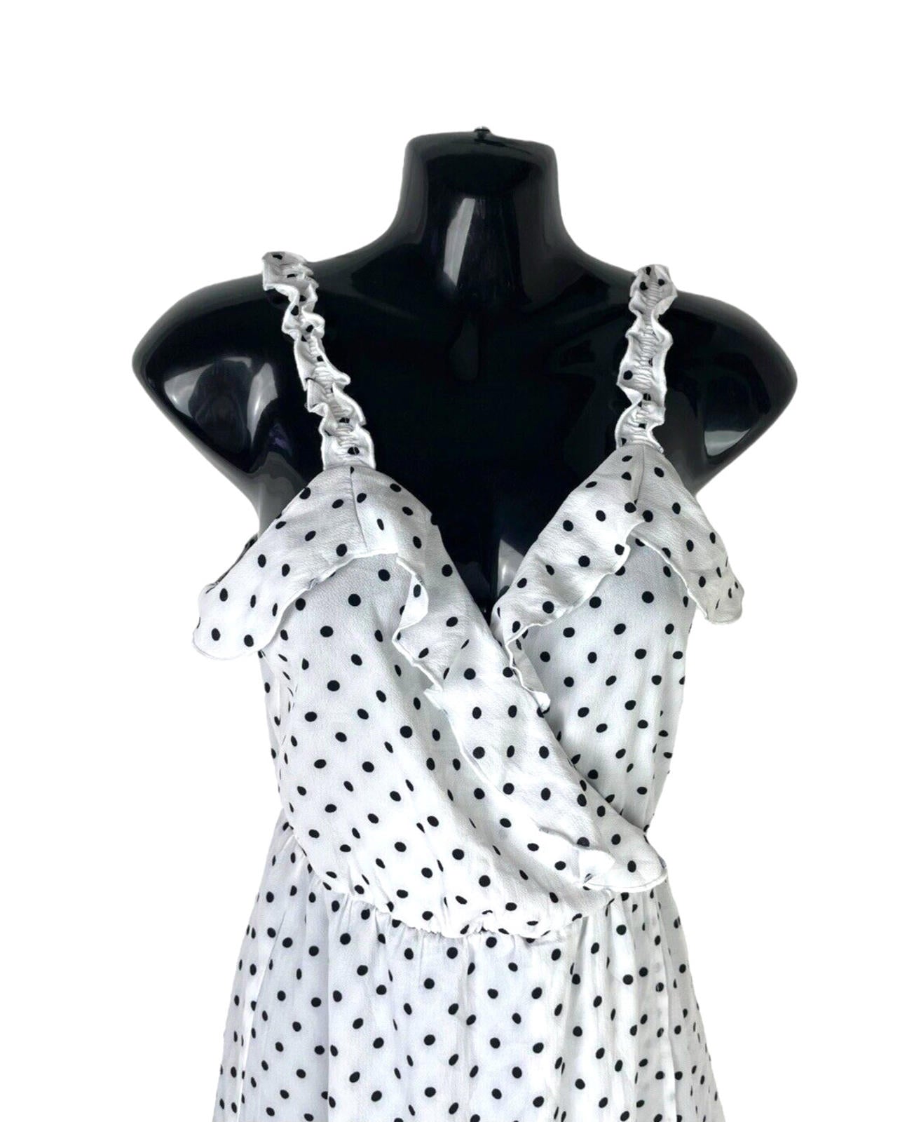 Divided White Polka Dot Mini Dress Frill Hem Women’s UK Size 6