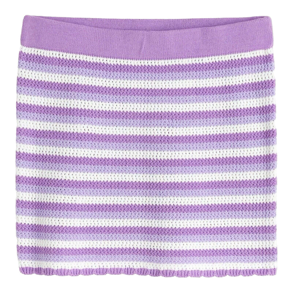 Divided Mini Skirt Purple Stripe Crochet Look Women’s UK Size XXS