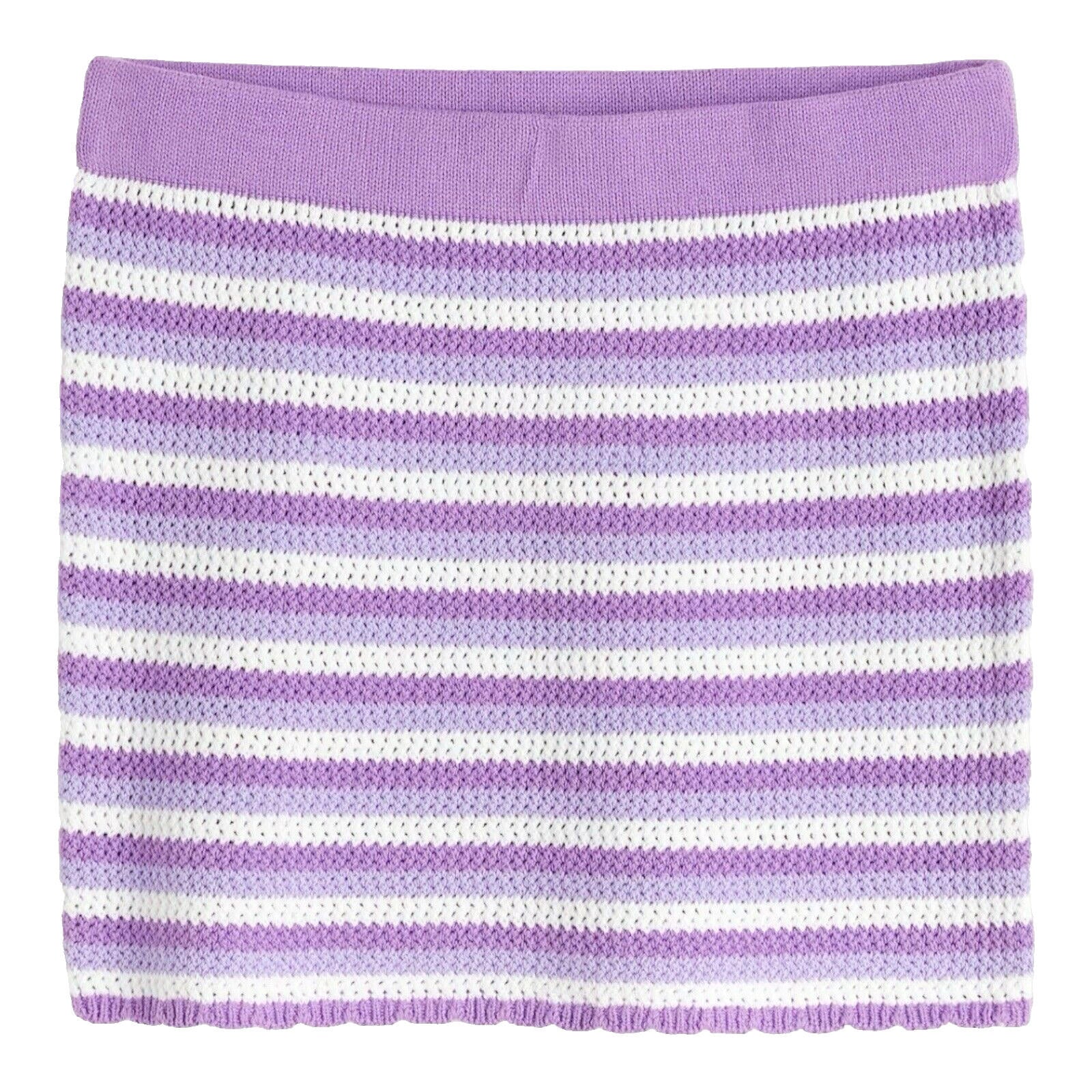 Divided Mini Skirt Purple Stripe Crochet Look Women’s UK Size XXS