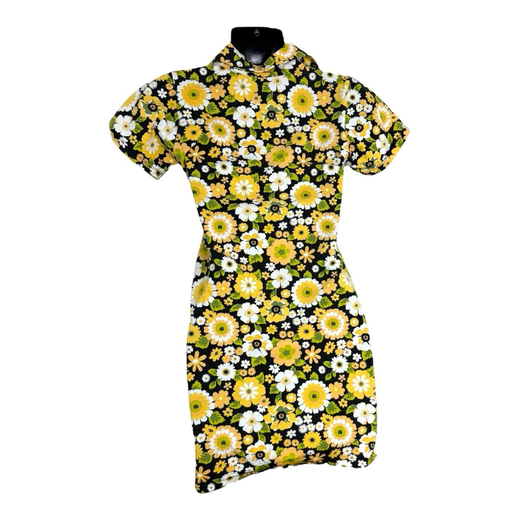 Motel Rocks Mini Dress Women's UK Size S Retro Floral Polo Stretch Summer