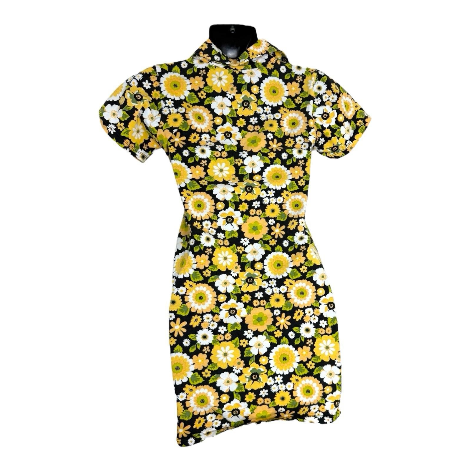 Motel Rocks Mini Dress Women's UK Size S Retro Floral Polo Stretch Summer