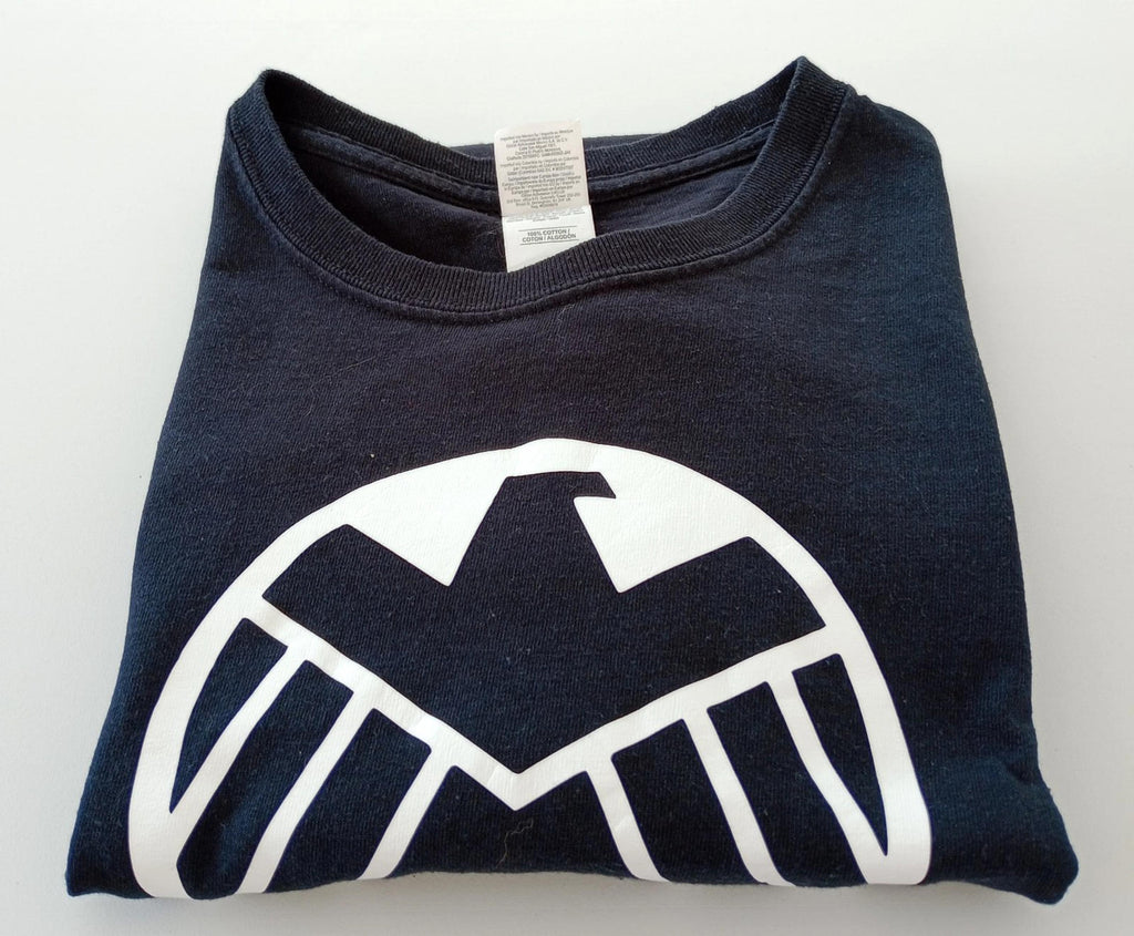 Graphic Print T-Shirt Men's UK Size XL Black Crew Neck 100% Cotton S.H.I.E.L.D.