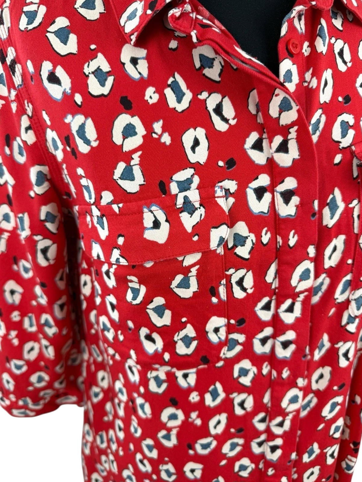 Next Petite Red Shirt Blouse Animal Print Women’s UK Size 12 PETITE