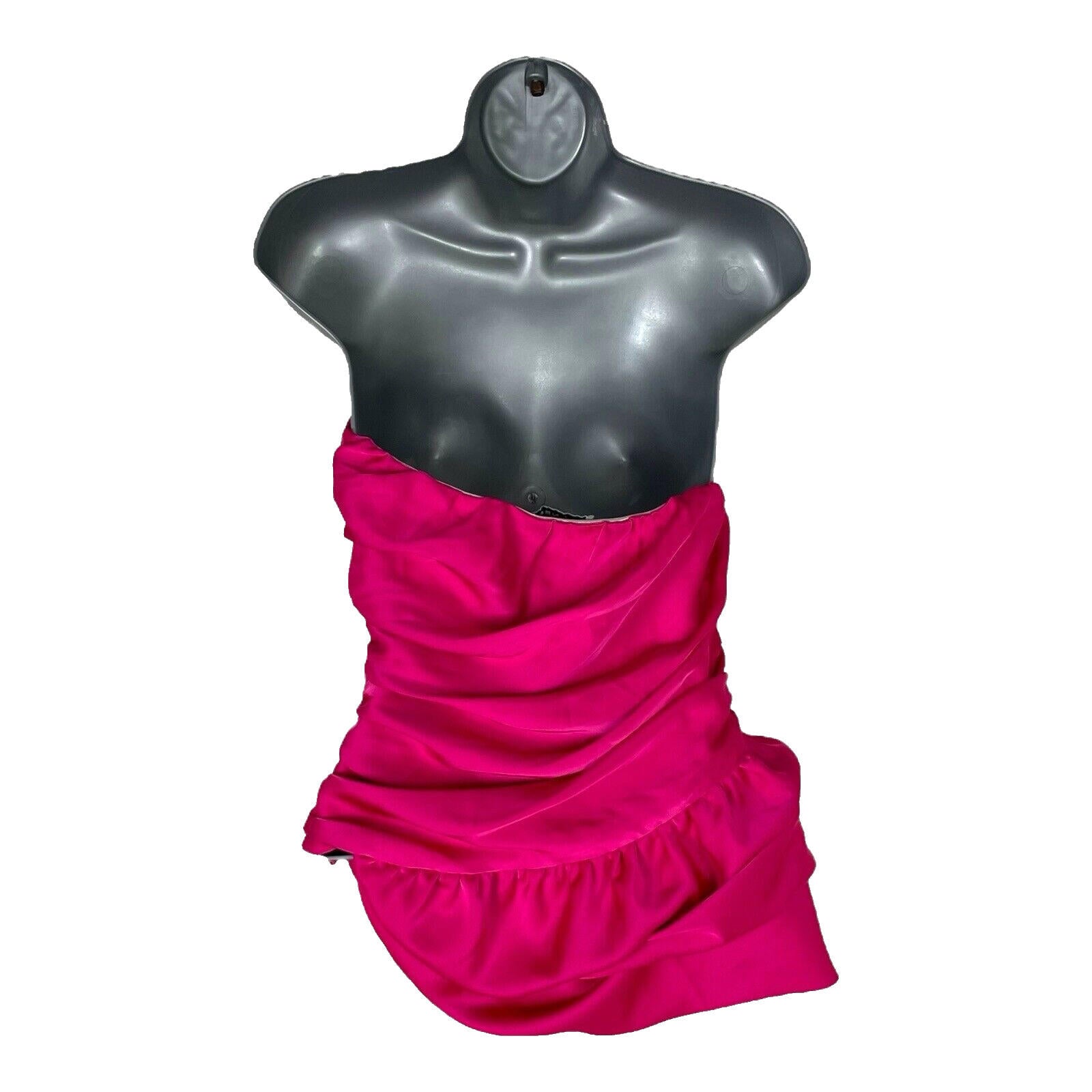 Pink Satin Ruffle Top Strapless Blouse Women’s UK Size S
