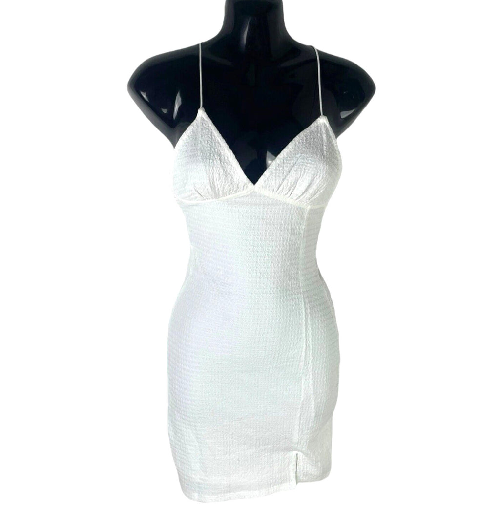 Divided White Textured Bodycon Dress Mini Backless Women’s UK Size XS