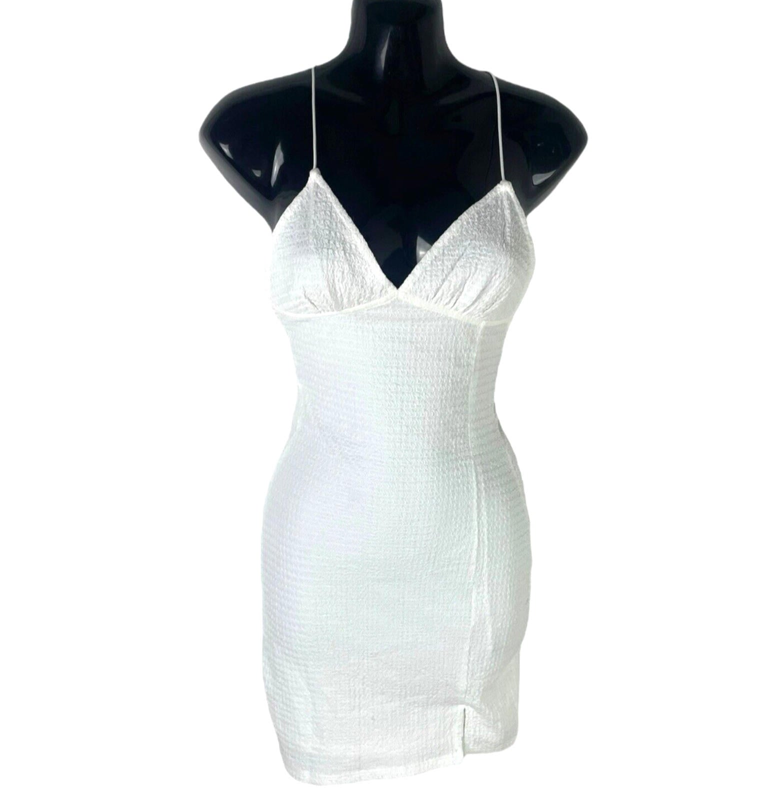Divided White Textured Bodycon Dress Mini Backless Women’s UK Size XS