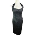 Amy Childs Black Quilted Midi Dress Halter Neck Women’s UK Size 12