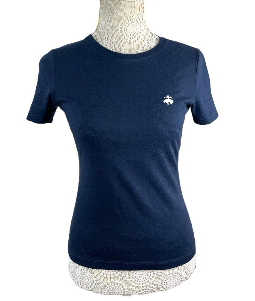 Brooks Brothers T-Shirt Blue 100% Cotton Logo Women’s UK Size XS
