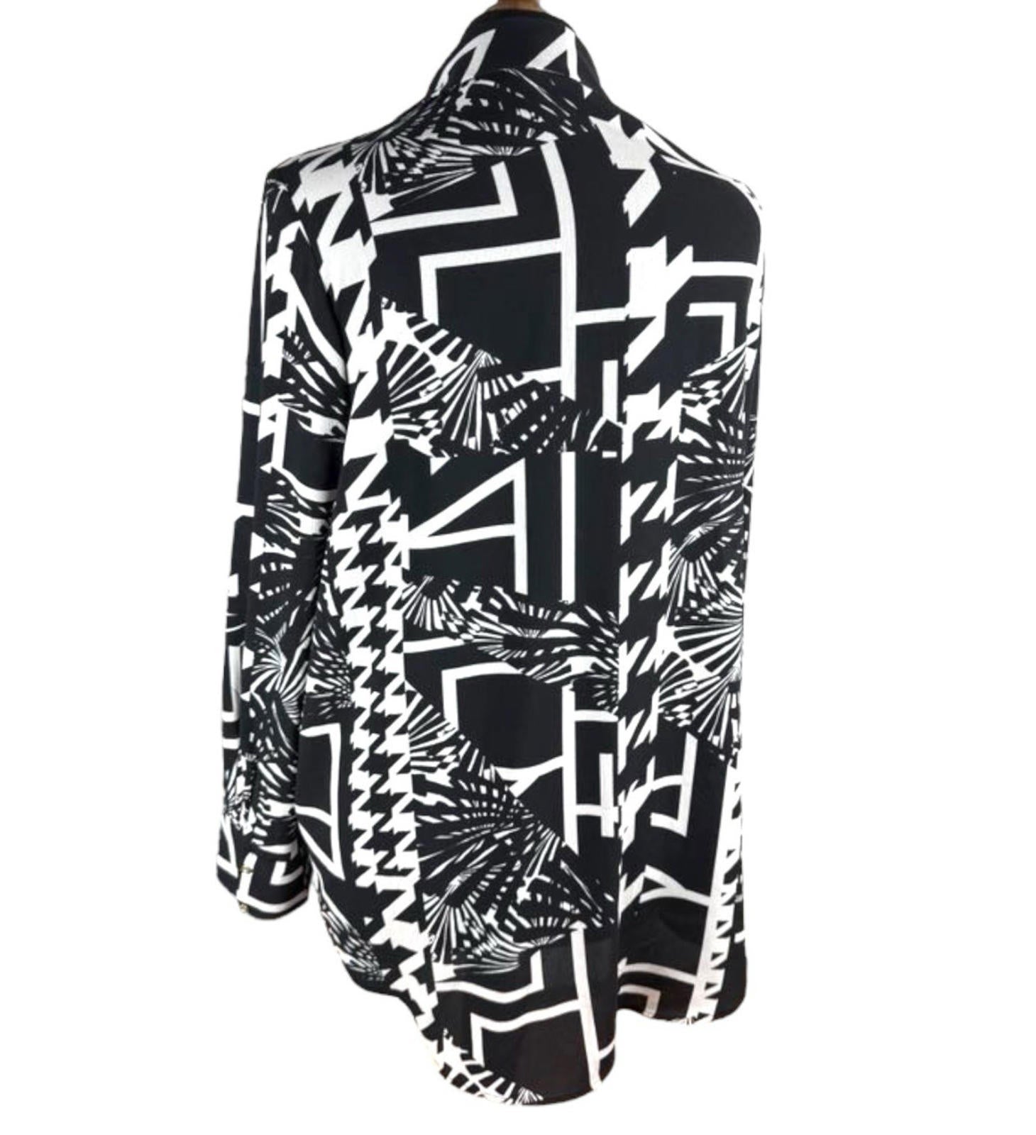 Next Black White Chiffon Shirt Blouse Gold Button Women’s UK Size 8