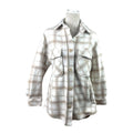 Stradivarius Beige Shirt Jacket Check Brushed Oversized Women’s UK Size XS