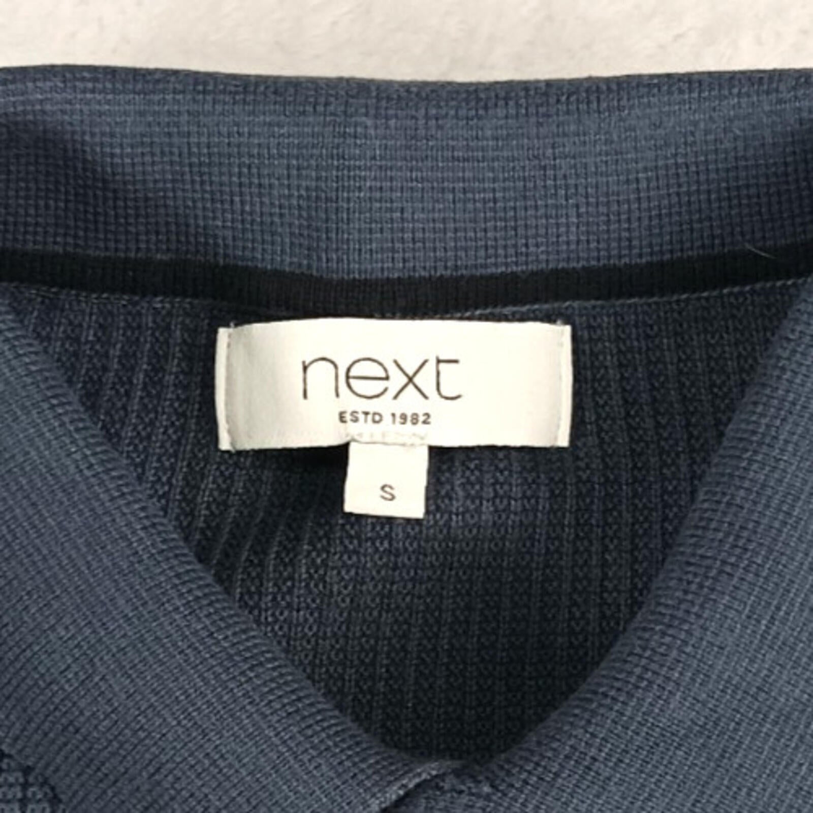 Next Textured Polo T-Shirt Men's UK Size S Blue Short Sleeve 100% Cotton Pocket