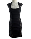 Jax Cocktail Dress Women's UK Size 8 Ruched Panel & Lace Overlay Bodycon Lined