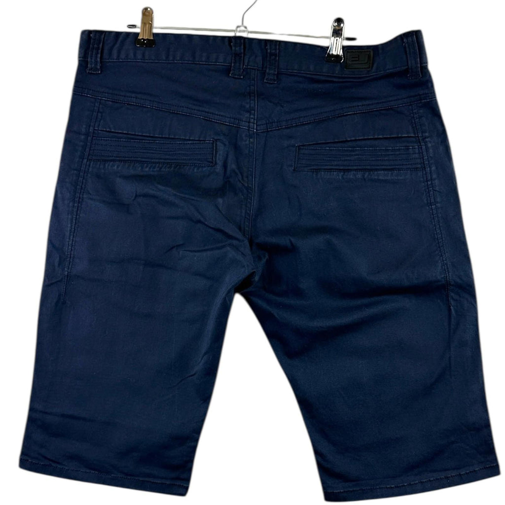 EJ Denim Shorts Men's UK Size 34 W Blue Embroidered Logo Denim Button Up