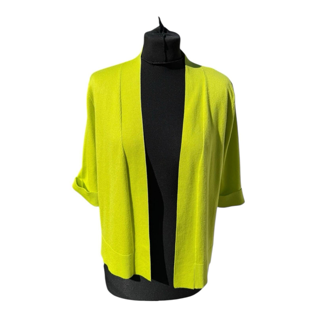 TRU Collection Neon Yellow Cardigan Open Front Women’s UK Size L